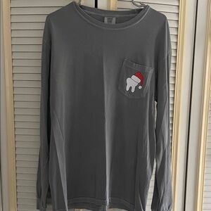 Gray Long Sleeve Tee with Pocket Design